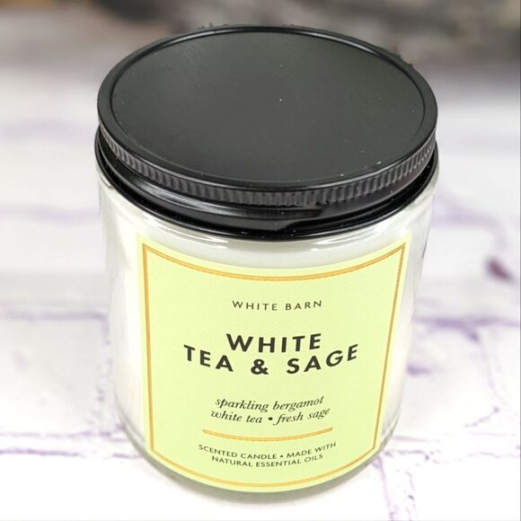 White Barn White Tea & Sage Mason Single Wick Candle - Picture 1 of 6